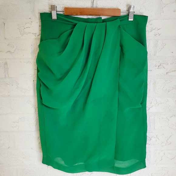 Cynthia Rowley Emerald Green Twist Front Skirt with Pockets - Picture 1 of 11